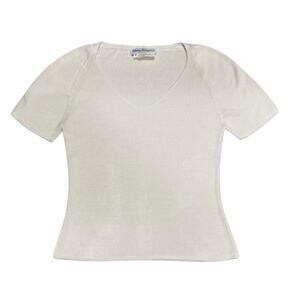 FERRAGAMO Vintage S Ivory 100% Silk Fitted Knit Top – Late 1990s